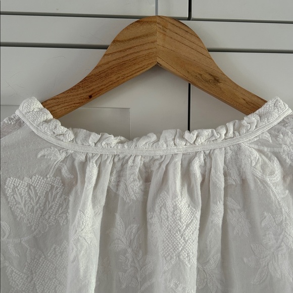 MNG Mango Elegant White Lacy Button up Embroidered Cotton Blouse Size Medium 8 - Picture 3 of 12